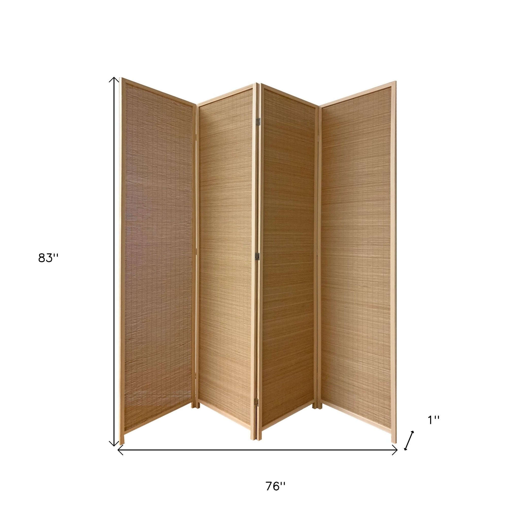 7" Light Bamboo 4 Panel Room Divider Screen - Home & Garden