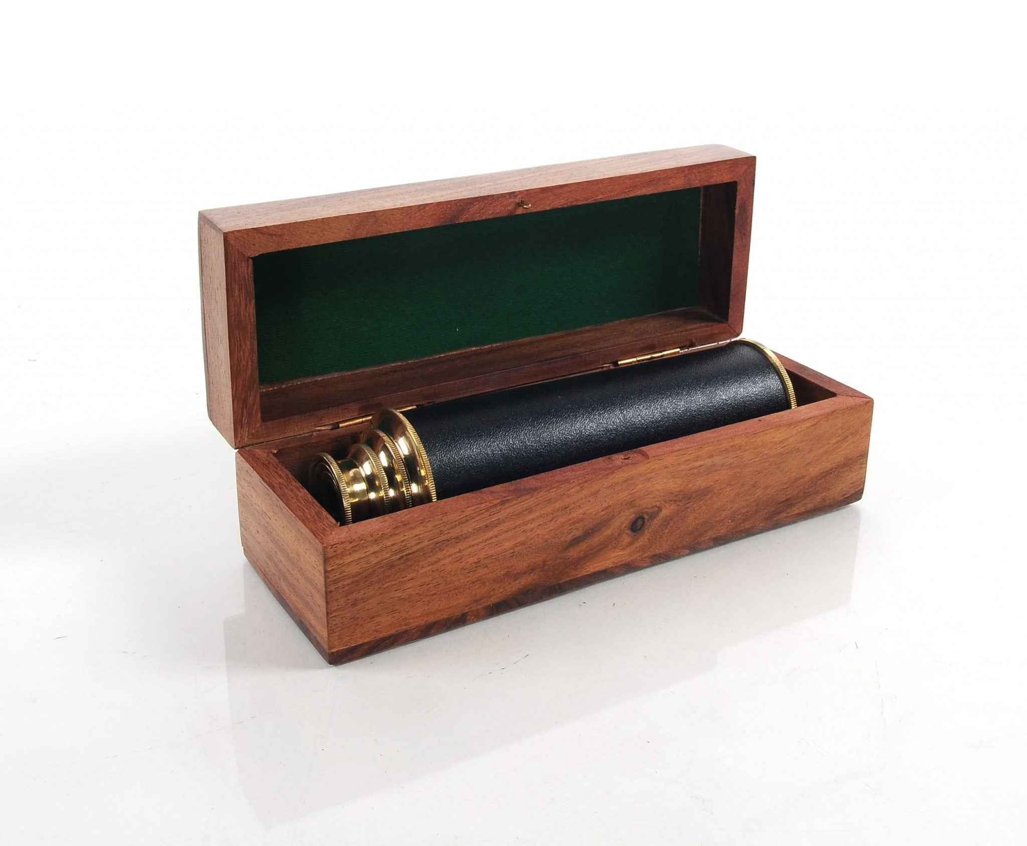 1.5" X 15" X 1.5" Handheld Telescope In Wood Box