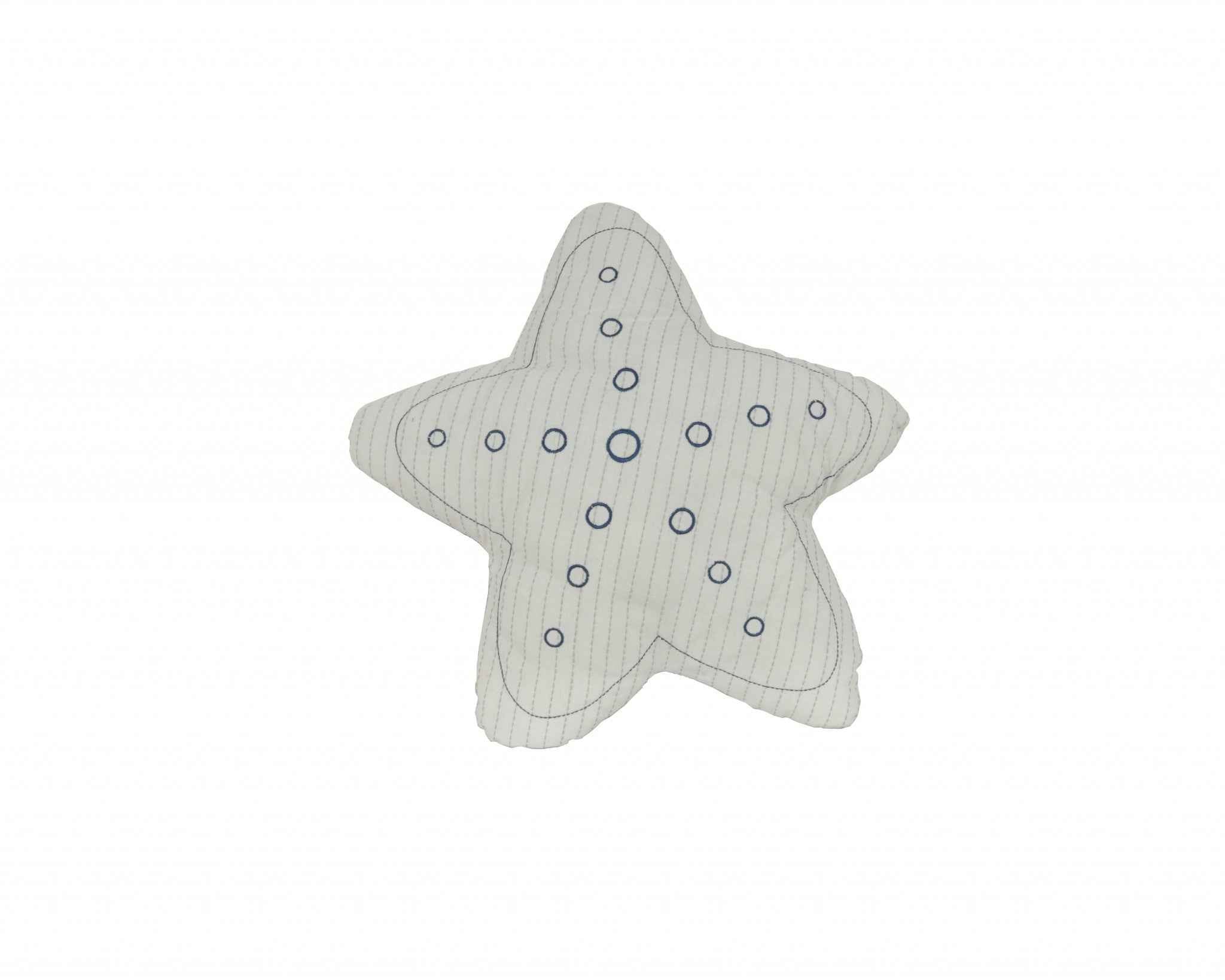 White With Blue Three Dimensional Star Shaped Pillow