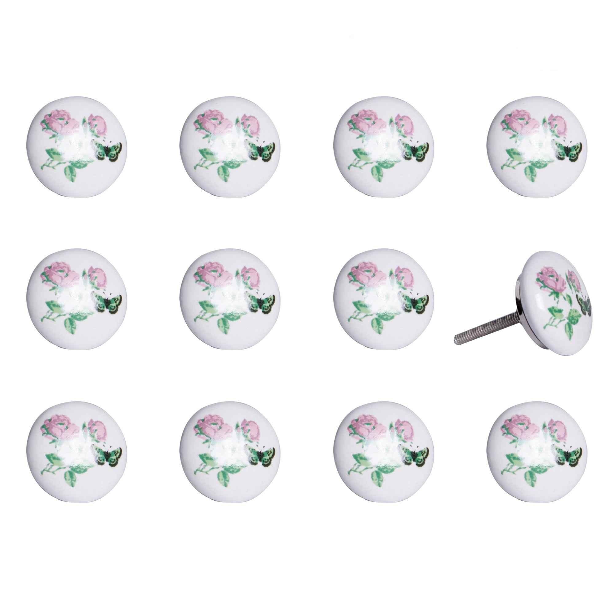 1.5" X 1.5" X 1.5" Ceramic Metal Multicolor 12 Pack Knob