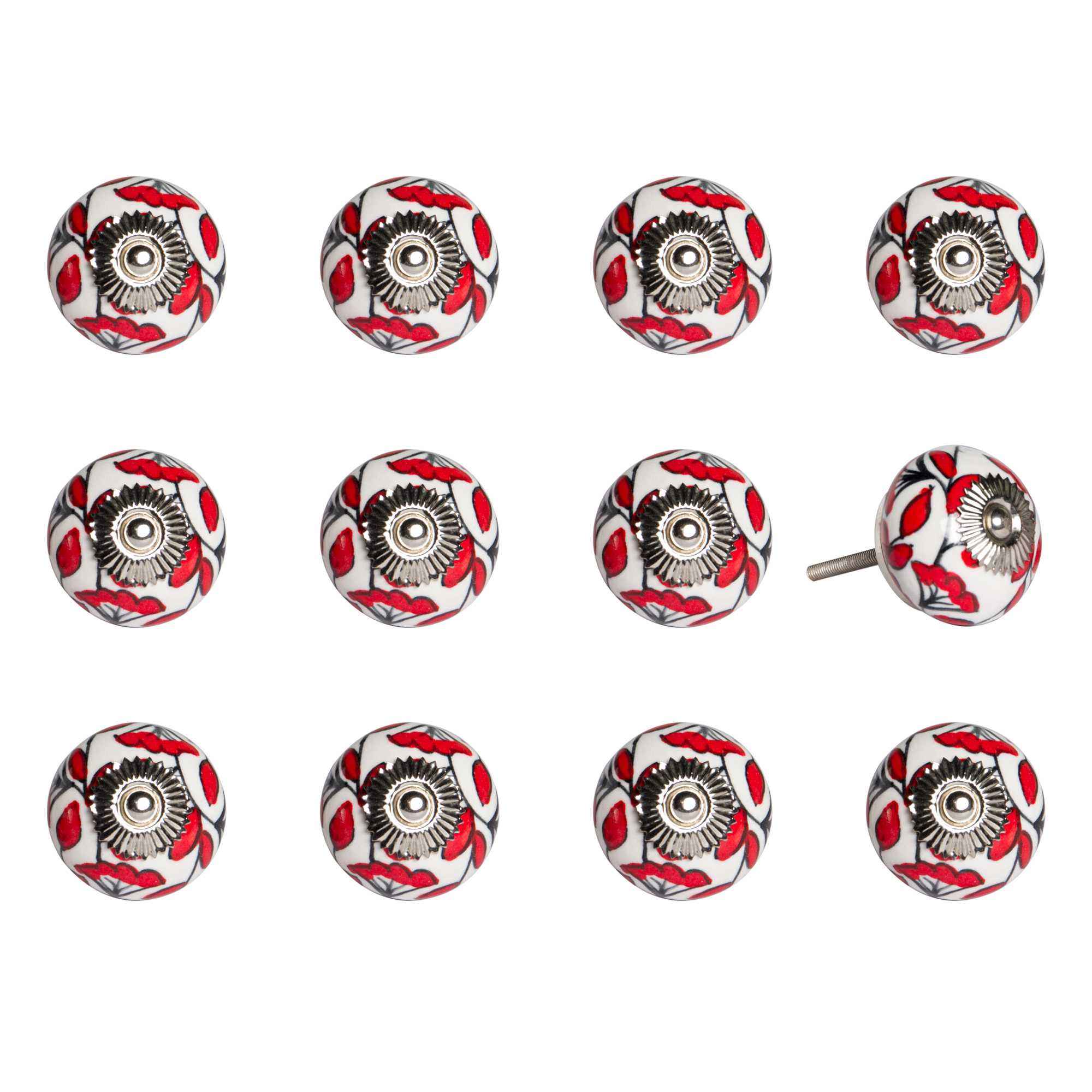 1.5" X 1.5" X 1.5" Ceramic Metal Multicolor 12 Pack Knob