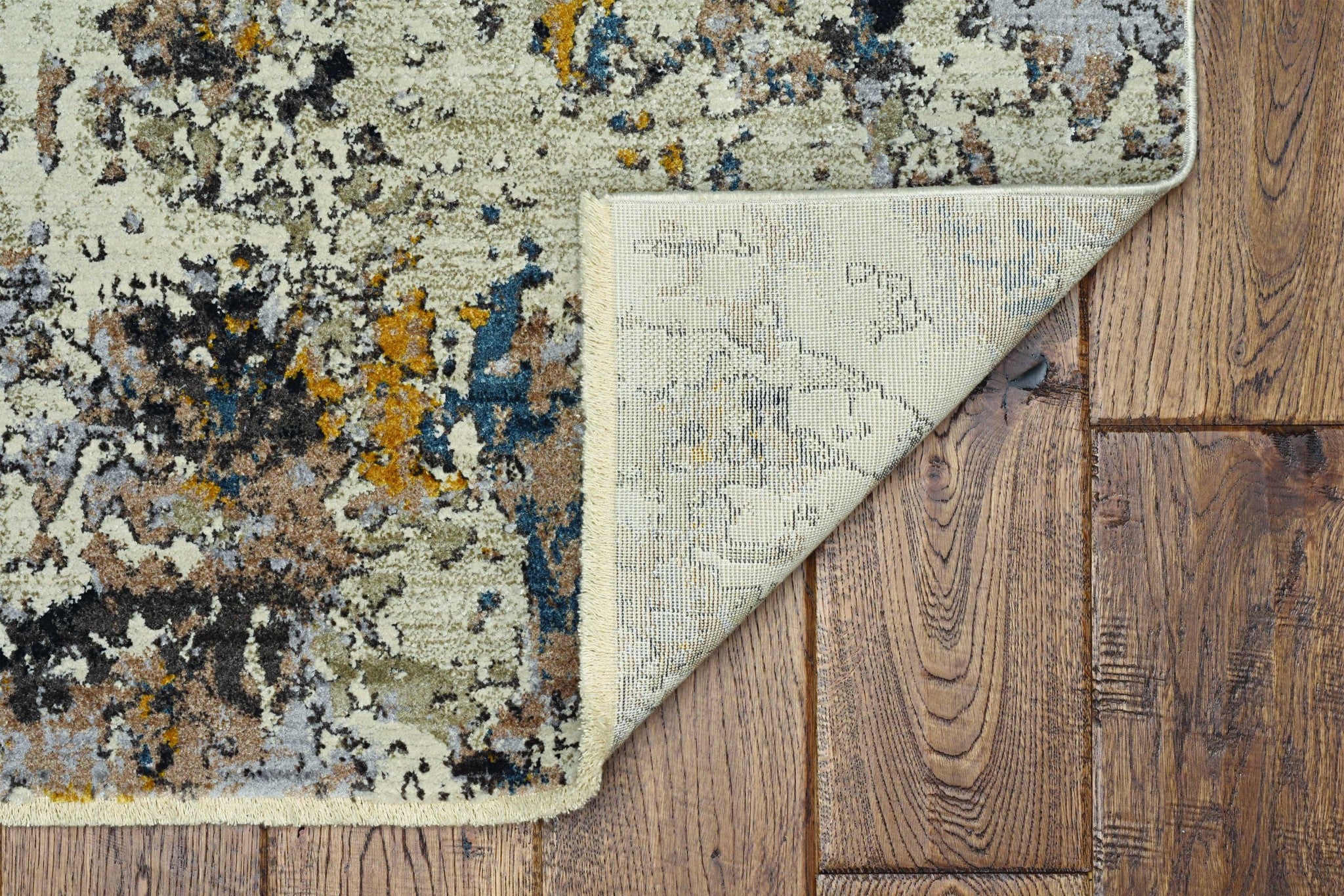 5' X 7' Beige Tan And Gold Abstract Hand Loomed Distressed Area Rug - Home & Garden