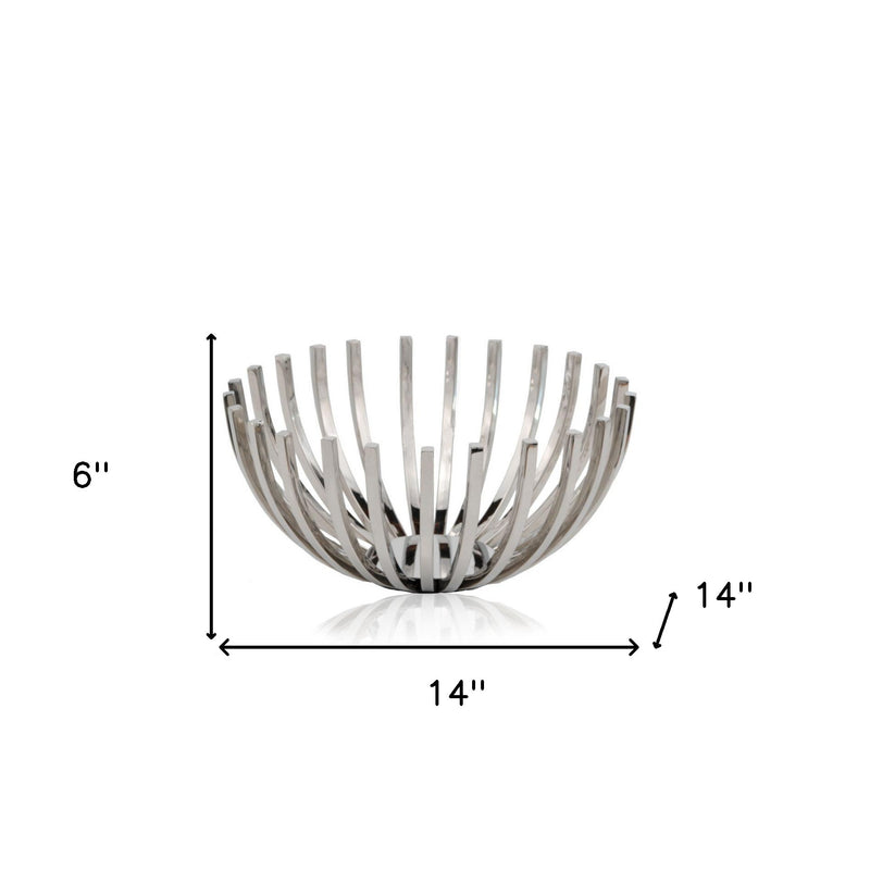 14" Silver Stainless Steel Decorative Bowl - Kitchen & Dining