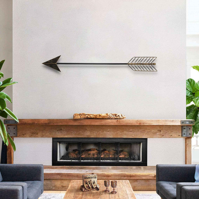 Burnished Dark Brown And Gold Tone Metal Arrow Wall Decor