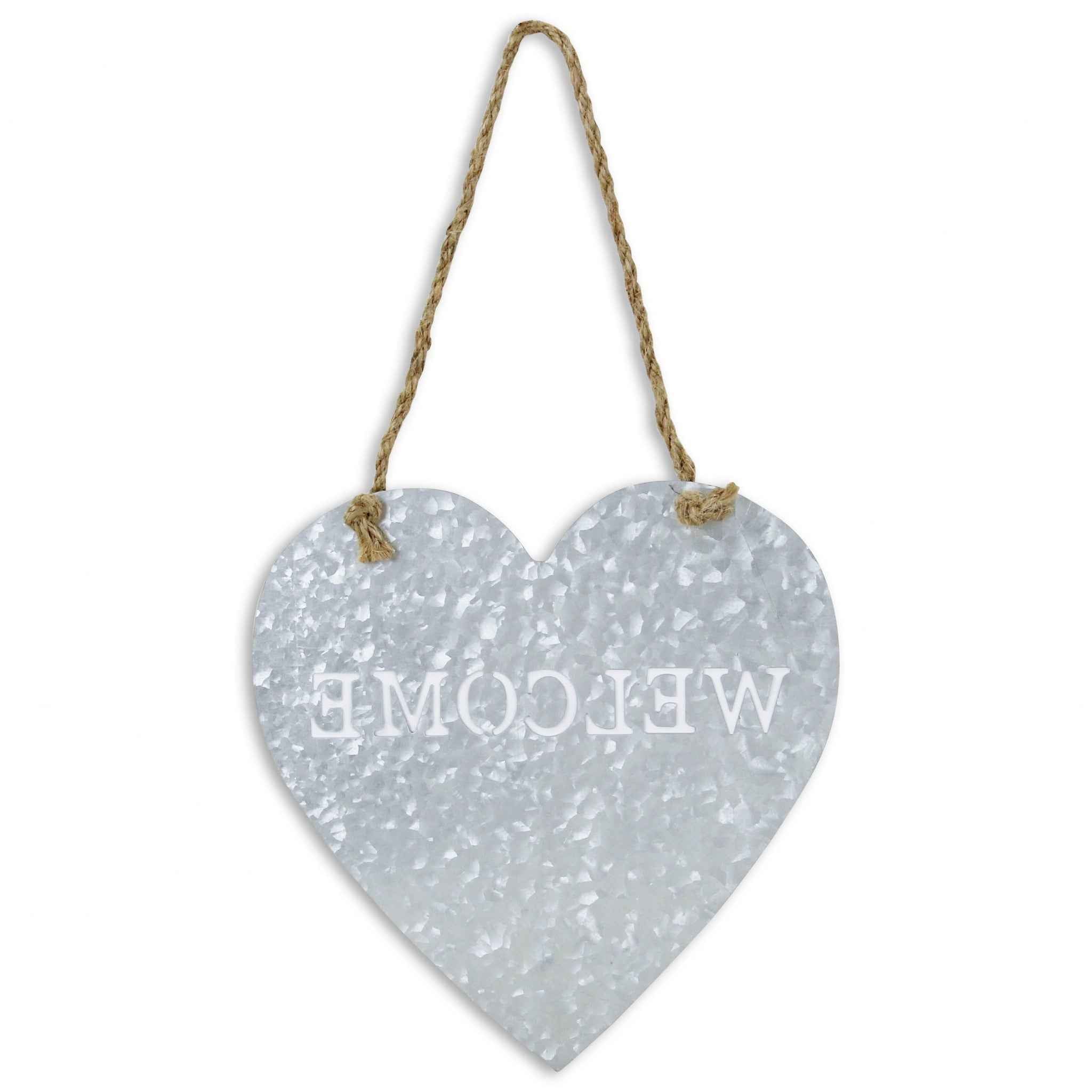 Welcome Gray Galvanized Metal Wall Art