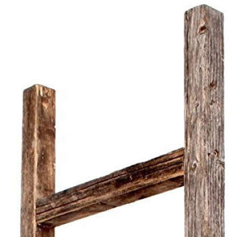 48" Gray Rustic Four Step Wood Ladder Shelf - Home Decor