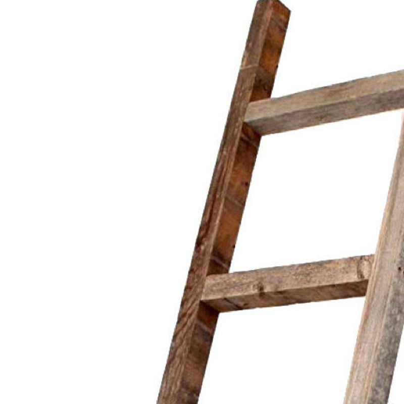 72" Six Step Rustic Weathered Grey Wood Ladder Shelf - Home Decor