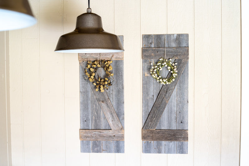 Set of Two 36" X 14" Gray Solid Wood Wall Decor - Home Decor