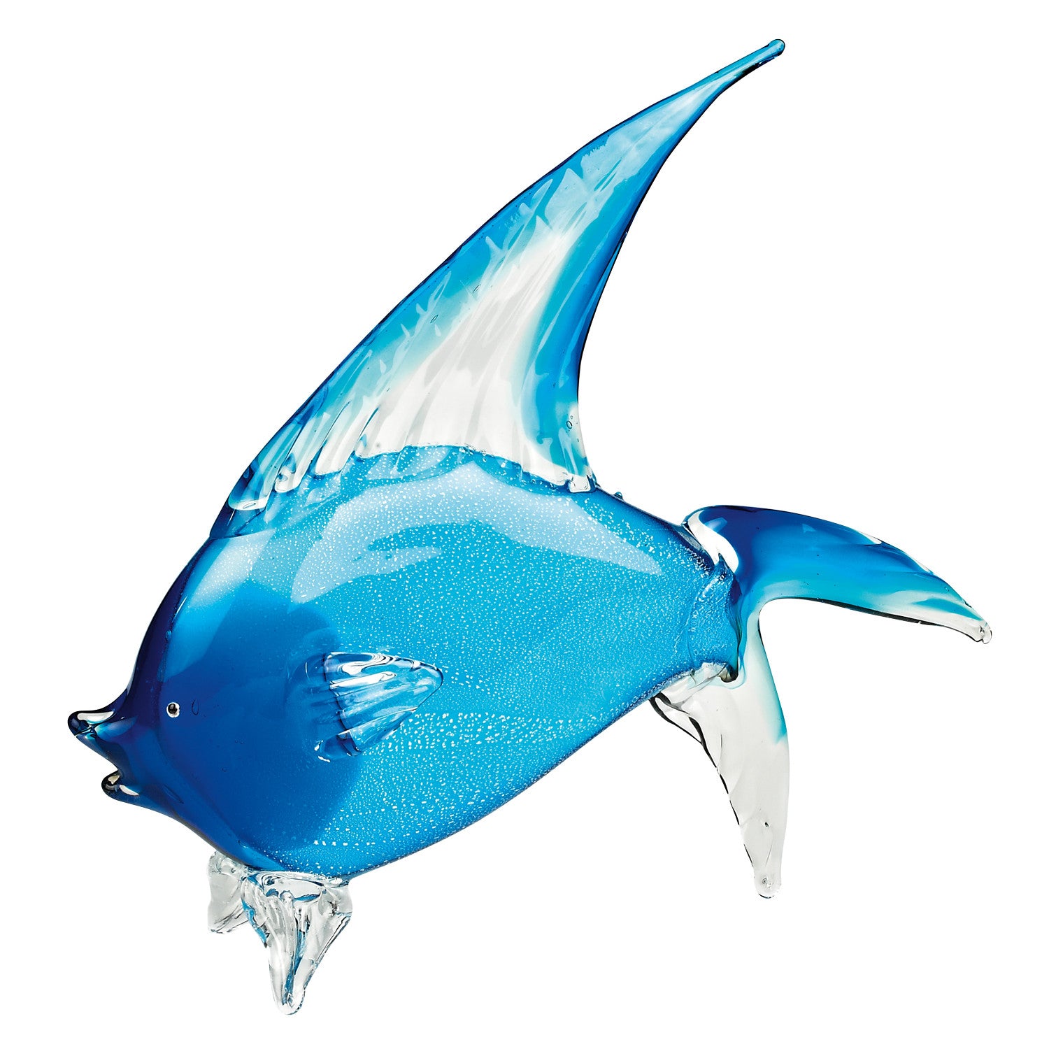 16" Blue Murano Glass Fish Figurine Tabletop Sculpture - Home & Garden