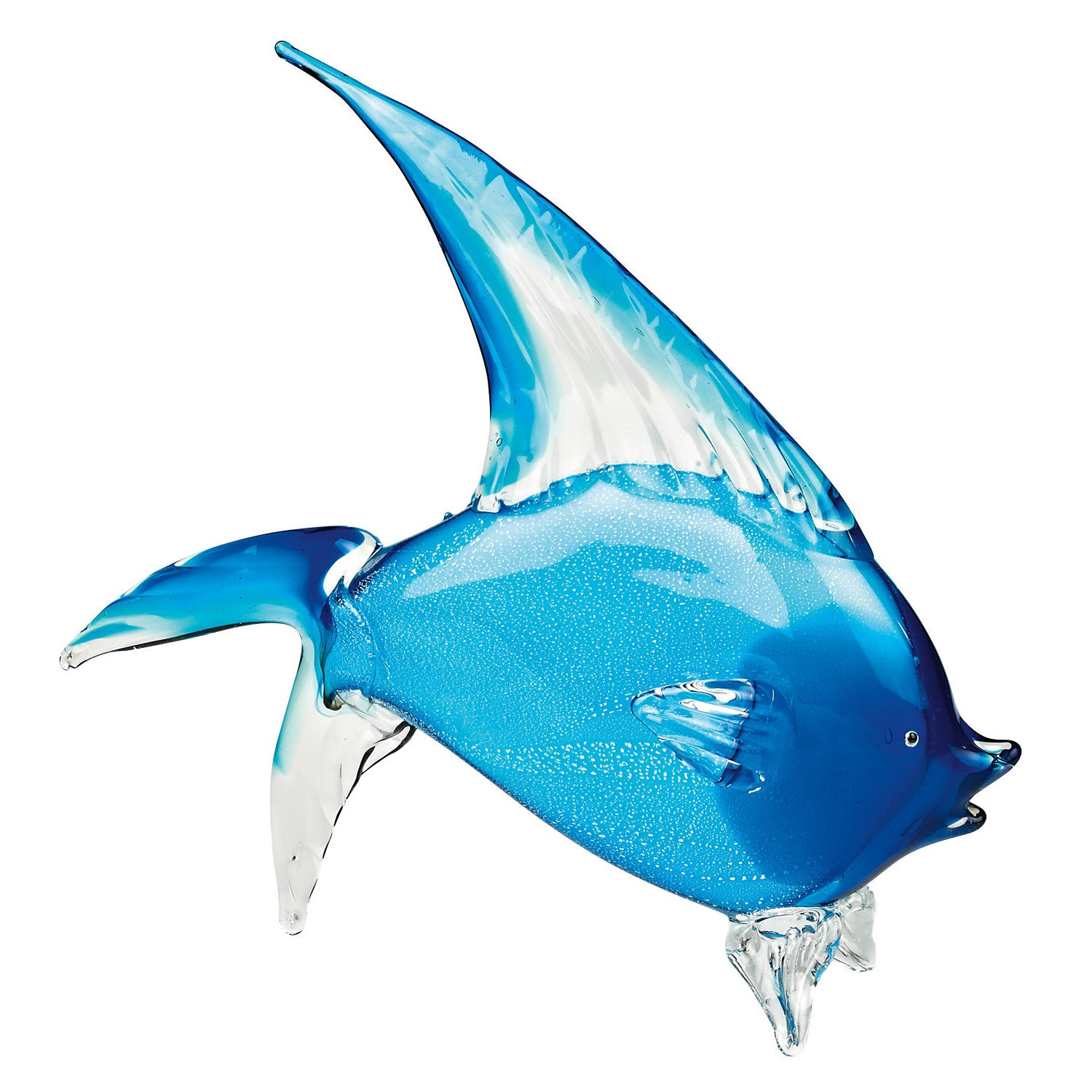 16" Blue Murano Glass Fish Figurine Tabletop Sculpture - Home & Garden