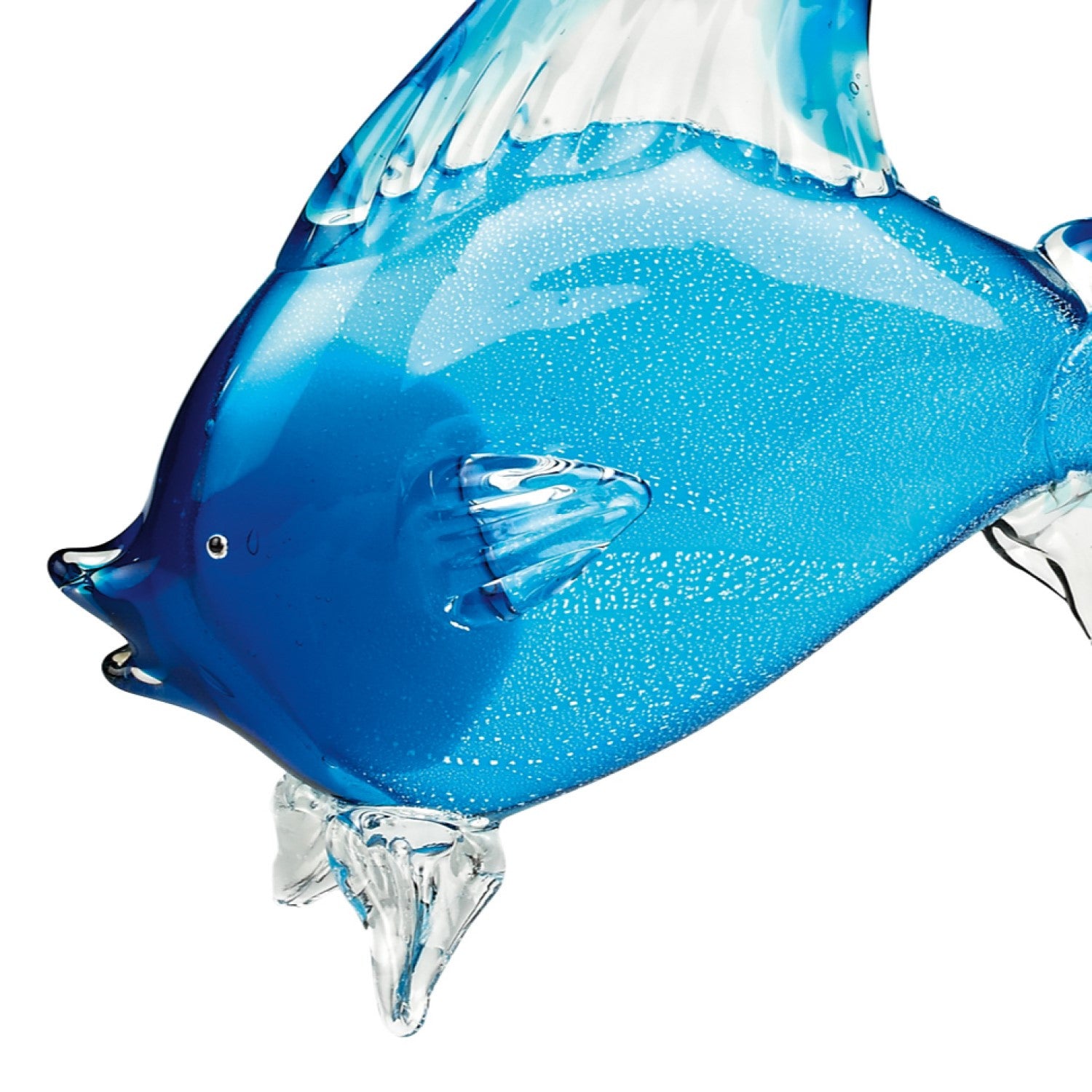 16" Blue Murano Glass Fish Figurine Tabletop Sculpture - Home & Garden