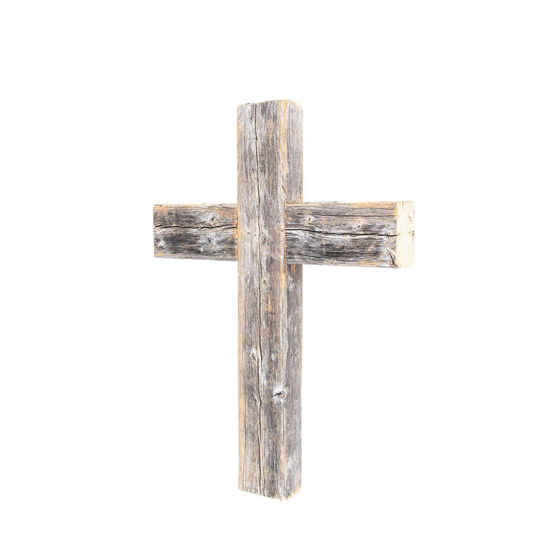 16" X 11" Gray Wood Cross Hanging Dimensional Sculpture - Home Decor