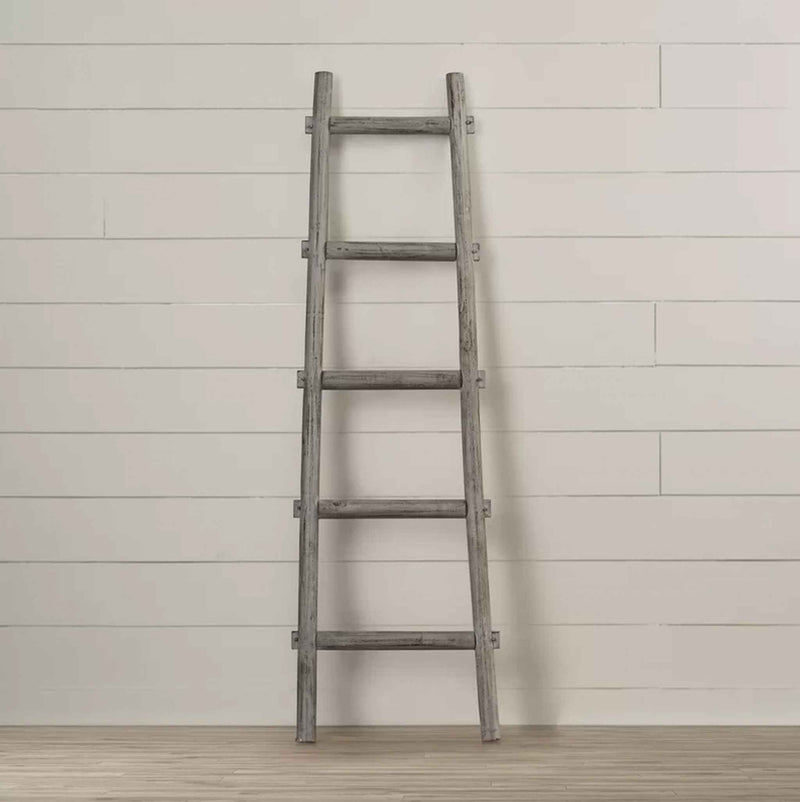 59" X 18" X 2" Grey Decorative Ladder Shelve