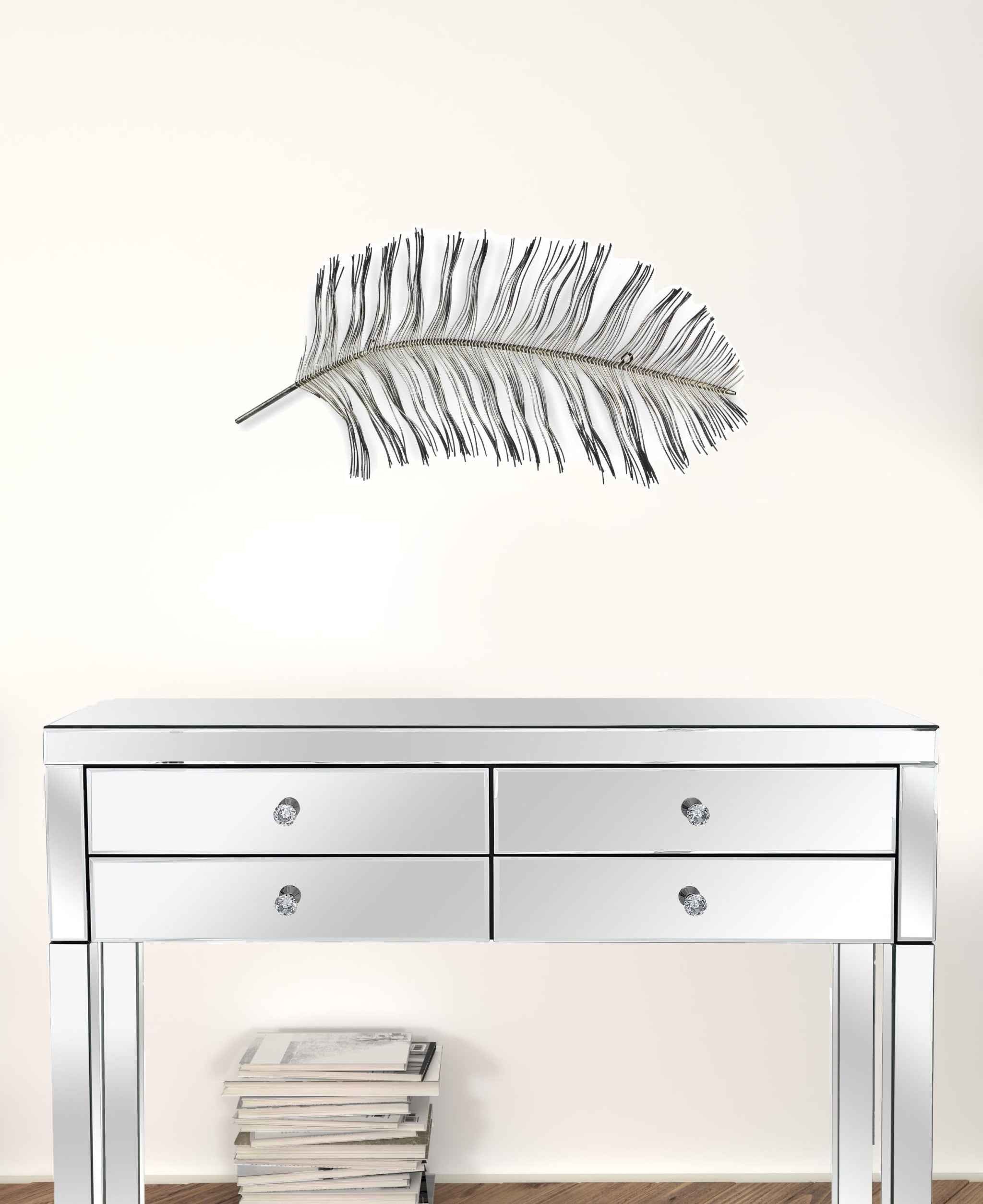 Black And Silver Metal Peacock Feather Wall Decor