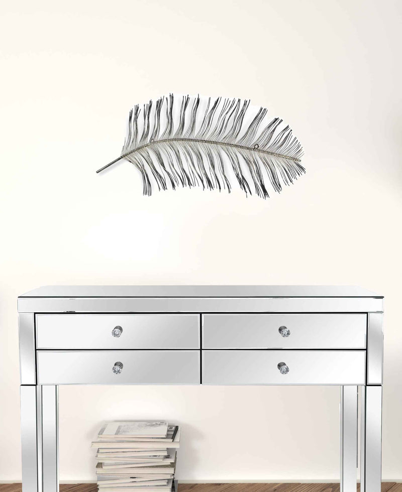 Black And Silver Metal Peacock Feather Wall Decor