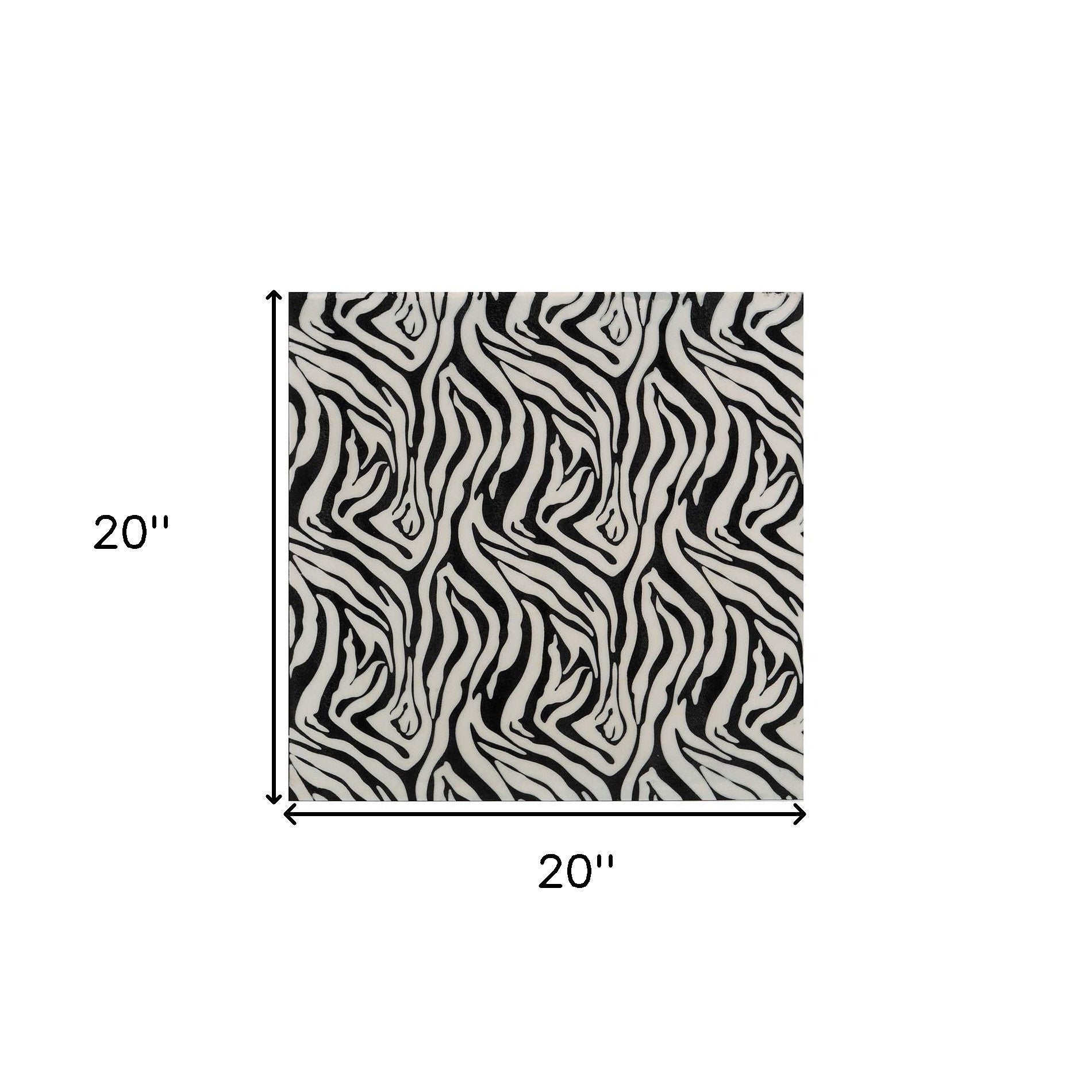 20" Black And White Zebra Iron And Resin Square Hanging Wall Tile - Home & Garden