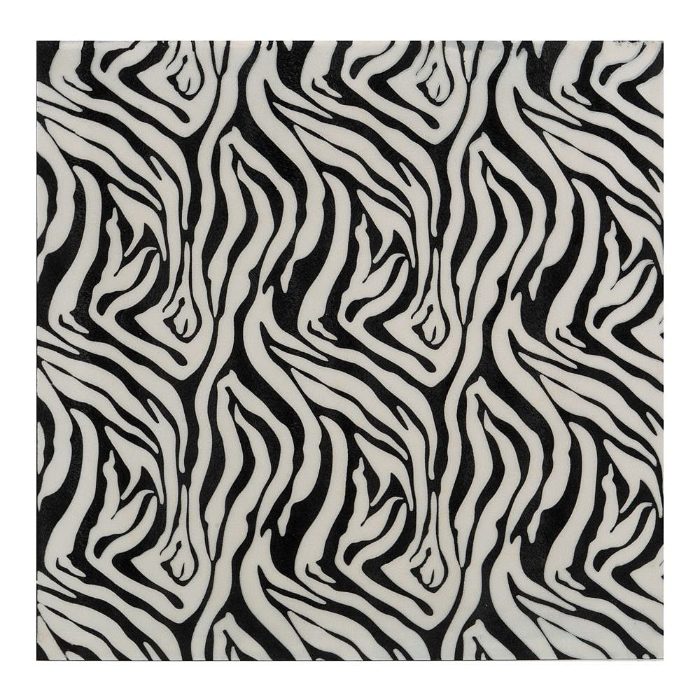 20" Black And White Zebra Iron And Resin Square Hanging Wall Tile - Home & Garden