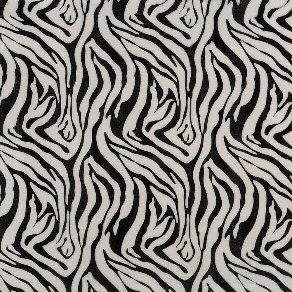 20" Black And White Zebra Iron And Resin Square Hanging Wall Tile - Home & Garden
