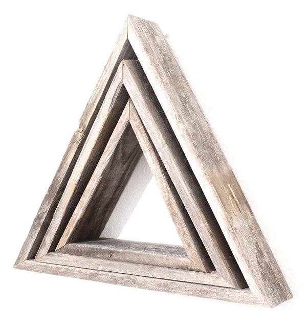 Set of Three Gray Wood Square Hanging Dimensional Sculpture - Home Decor