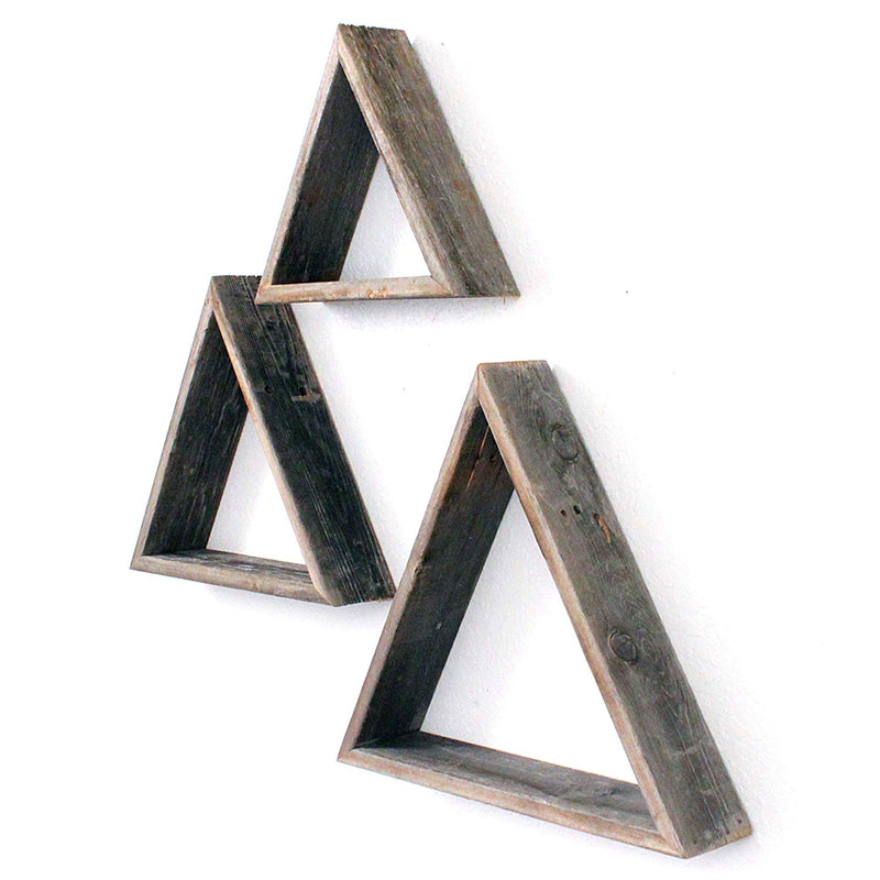 Set of Three Gray Wood Square Hanging Dimensional Sculpture - Home Decor