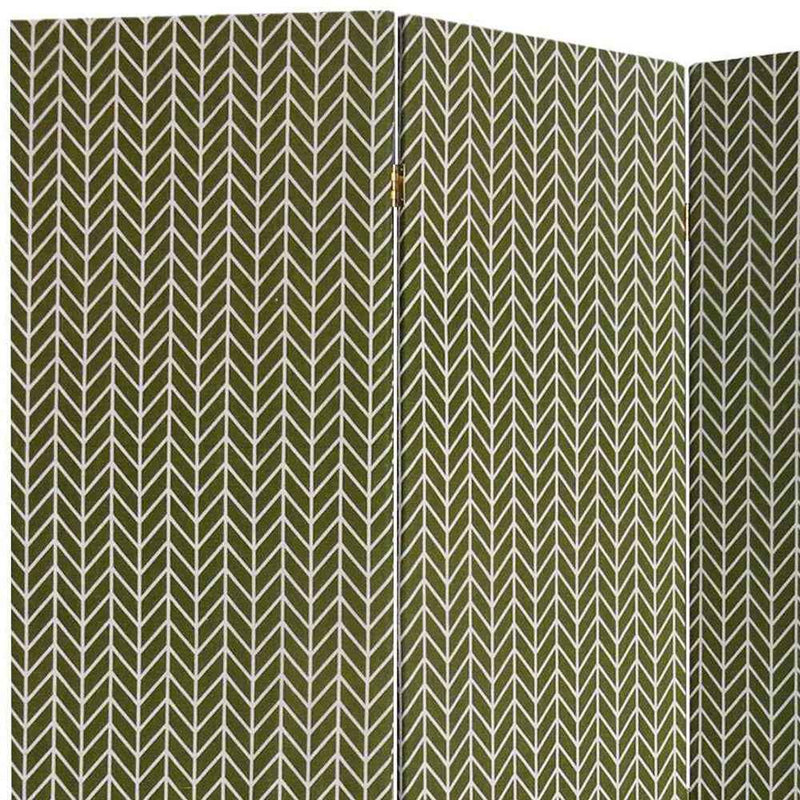 3 Panel Green Soft Fabric Finish Room Divider