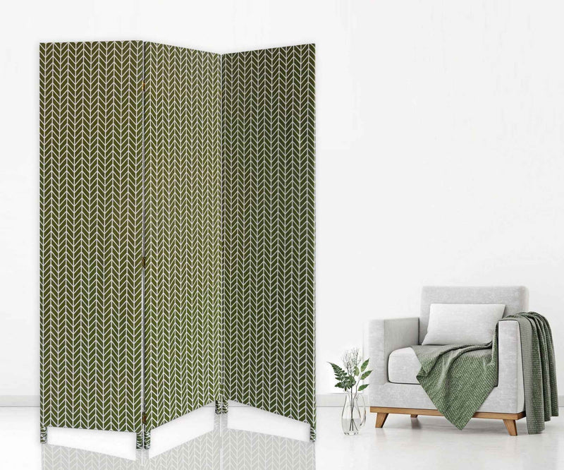 3 Panel Green Soft Fabric Finish Room Divider