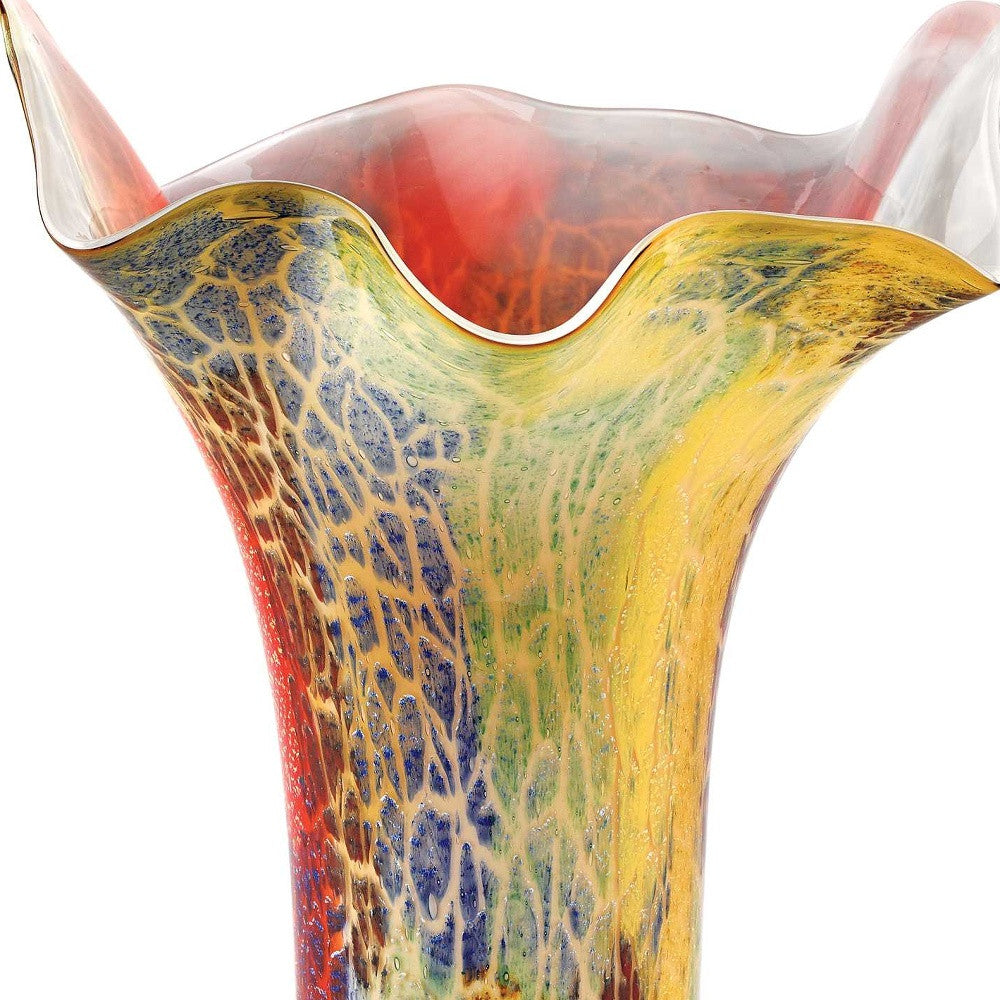 17" Red and Yellow Glass Abstract Novelty Table Vase - Home & Garden