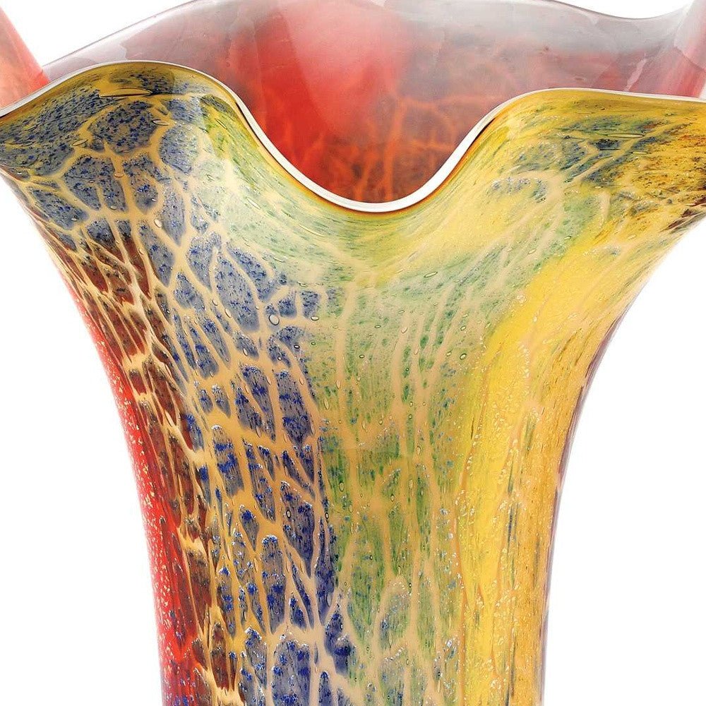 17" Red and Yellow Glass Abstract Novelty Table Vase - Home & Garden