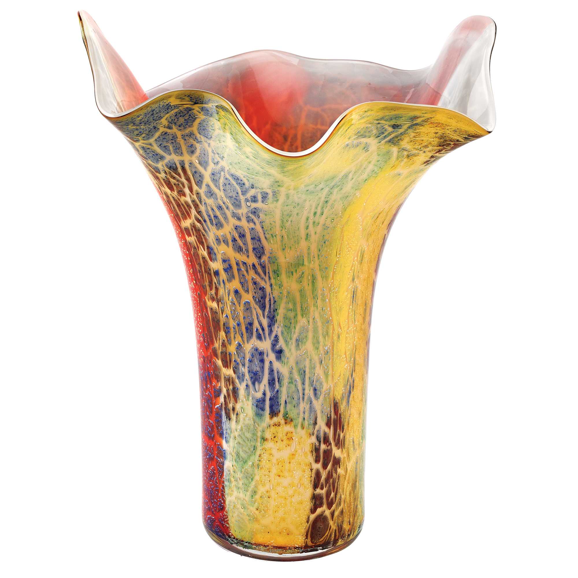 17" Red and Yellow Glass Abstract Novelty Table Vase - Home & Garden