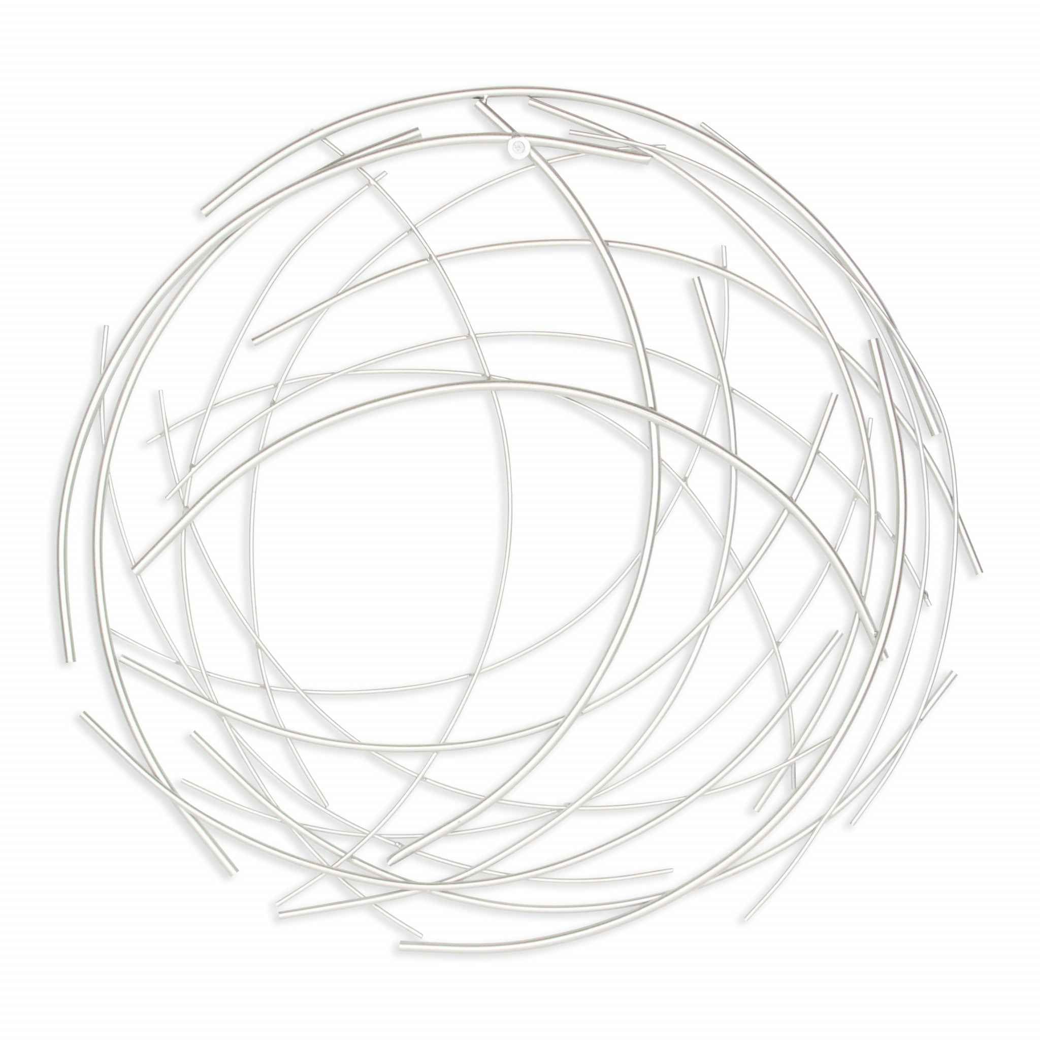 26" Silver Metal Abstract Round Hanging Wall Art Decor