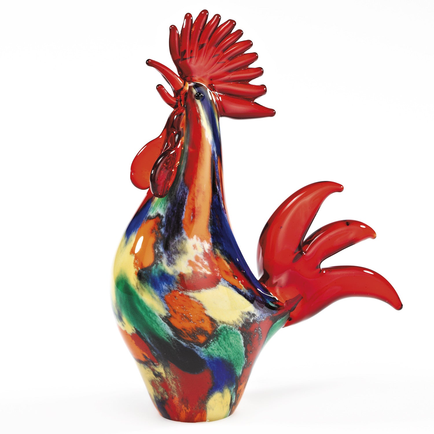 11" Red Murano Glass Rooster Figurine Tabletop Sculpture - Home & Garden