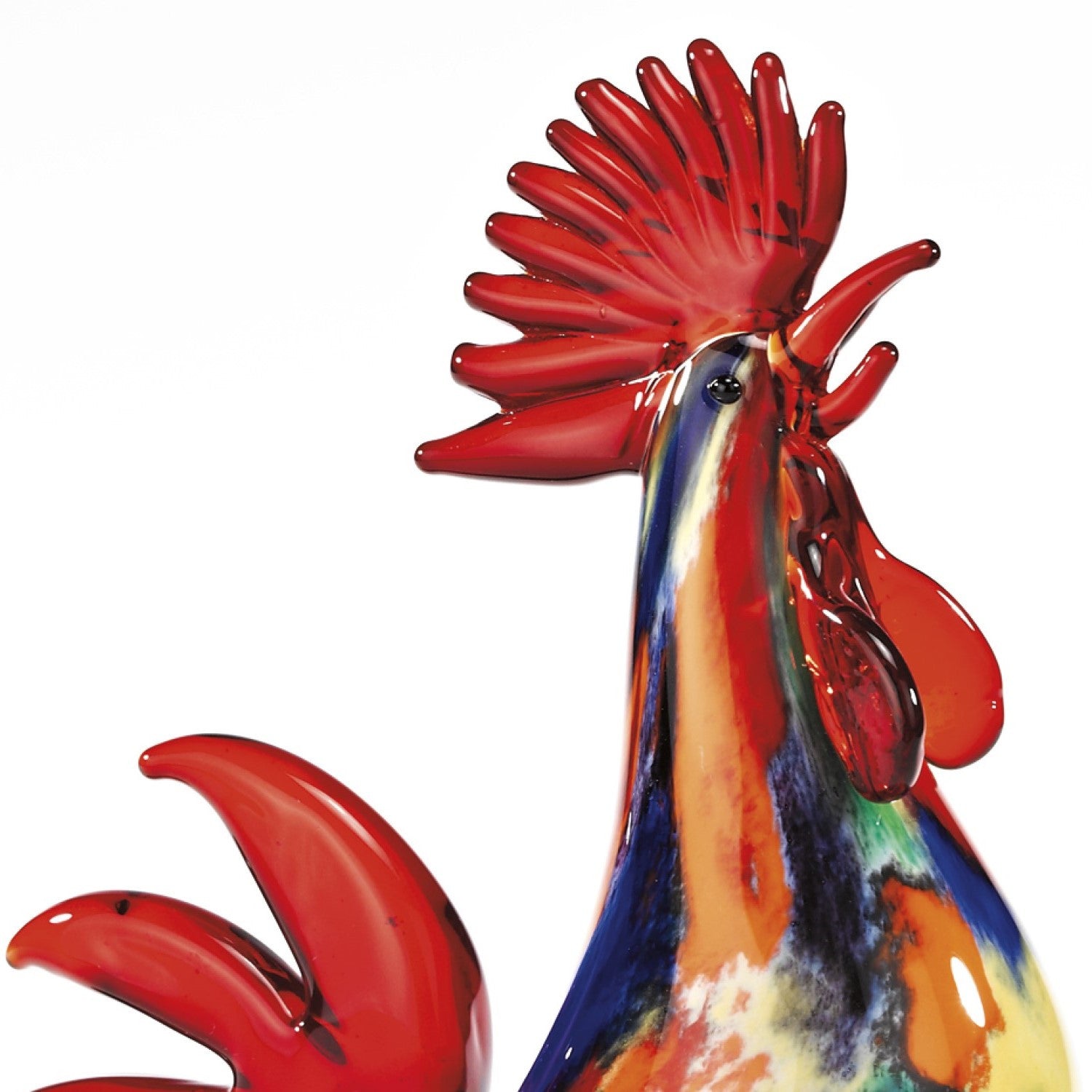 11" Red Murano Glass Rooster Figurine Tabletop Sculpture - Home & Garden