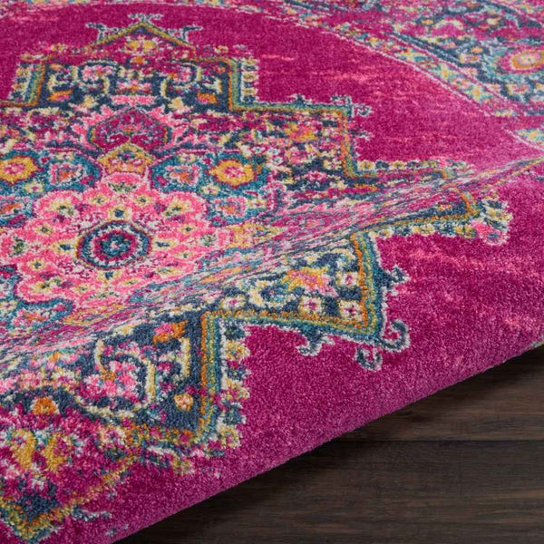 8' Fuchsia Round Power Loom Area Rug