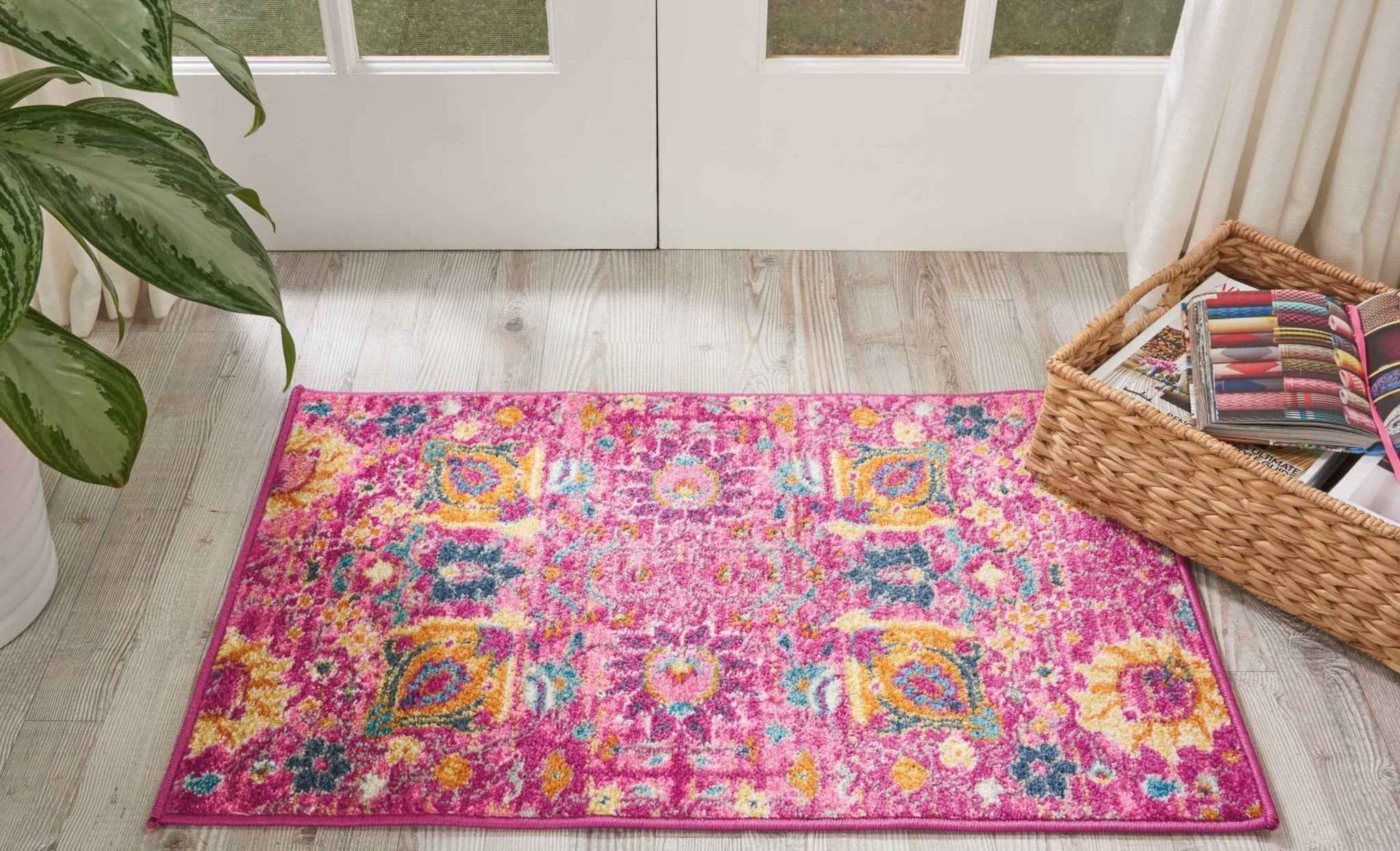2' X 3' Fuchsia Floral Power Loom Area Rug