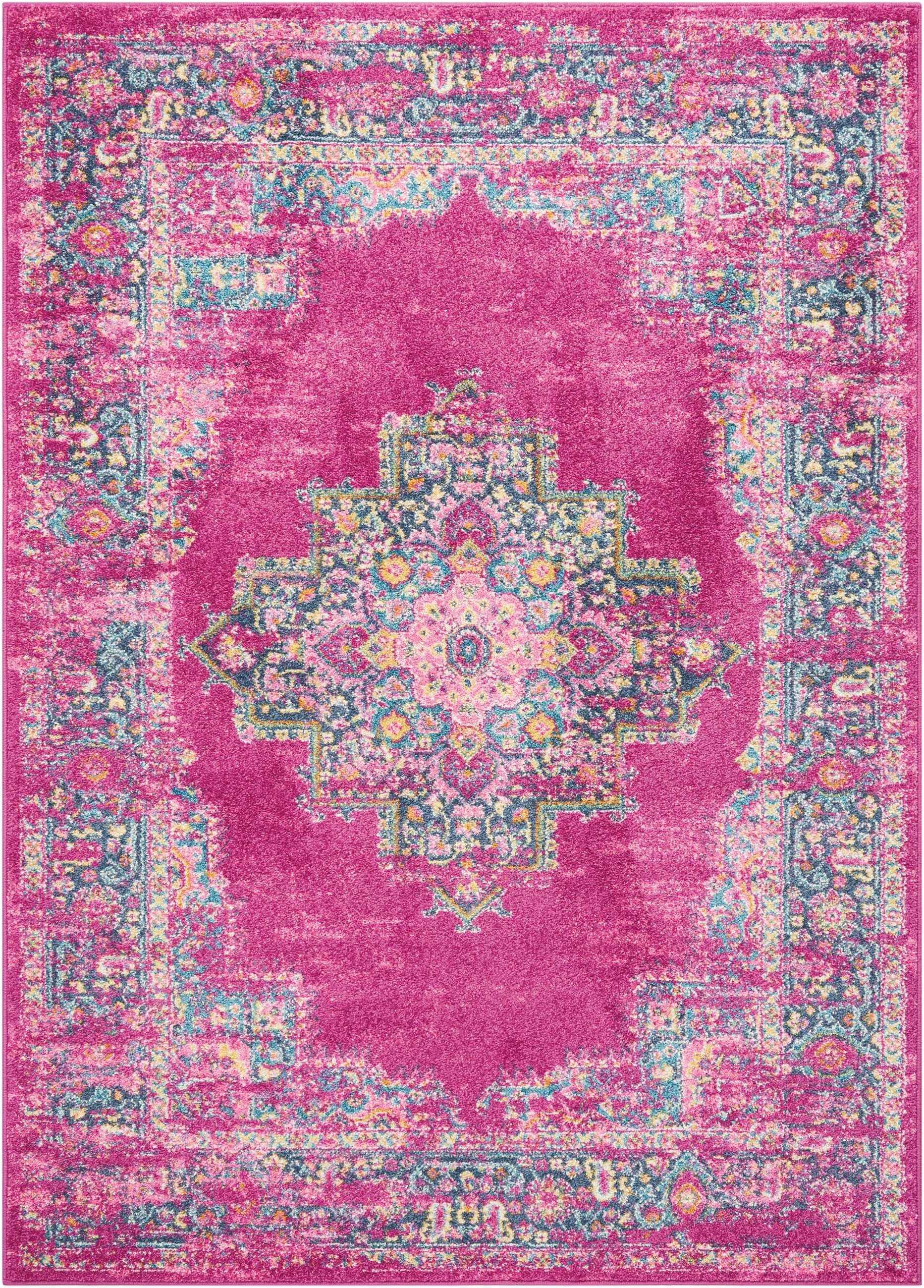 5' X 7' Fuchsia Power Loom Area Rug