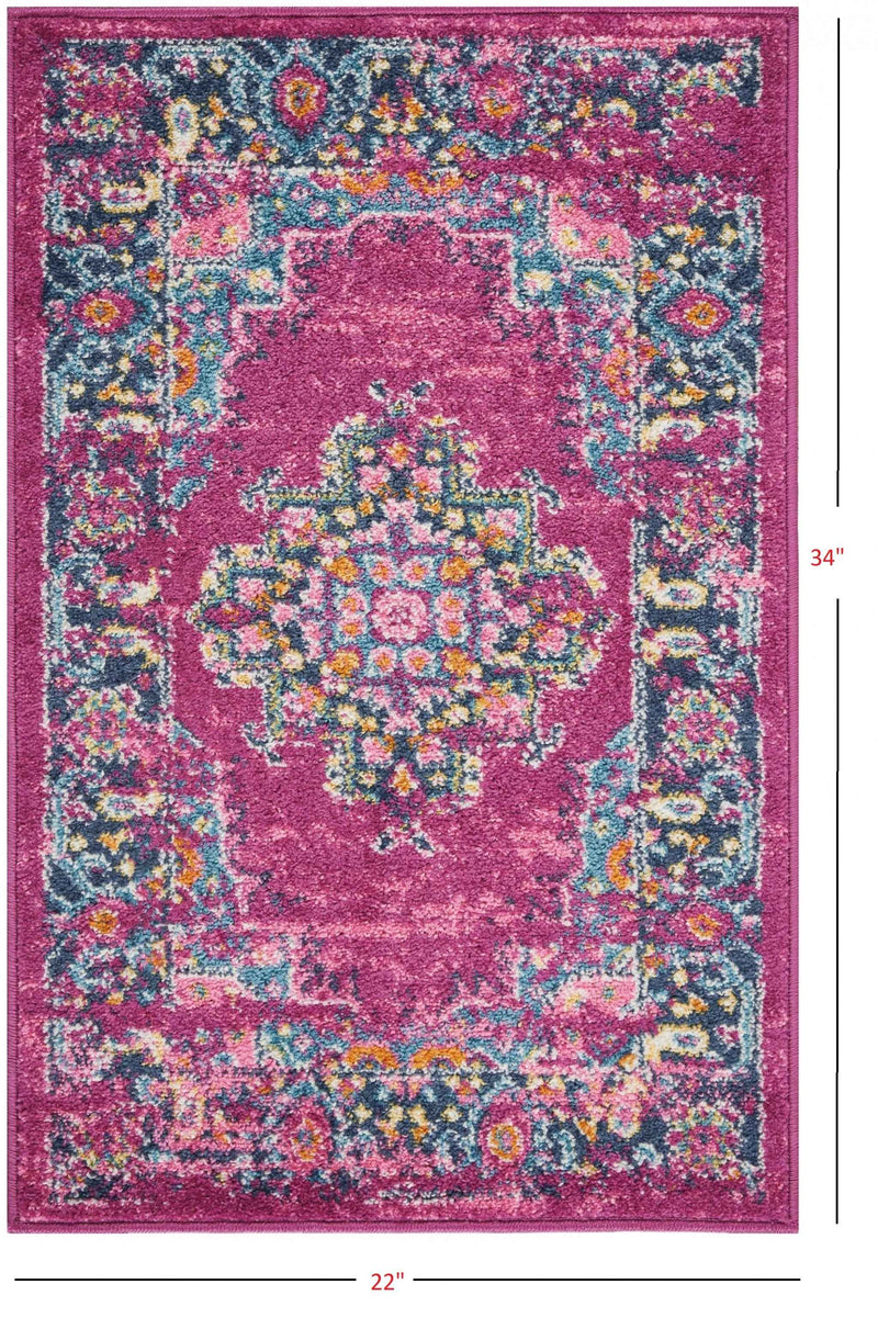2' X 3' Fuchsia Power Loom Area Rug