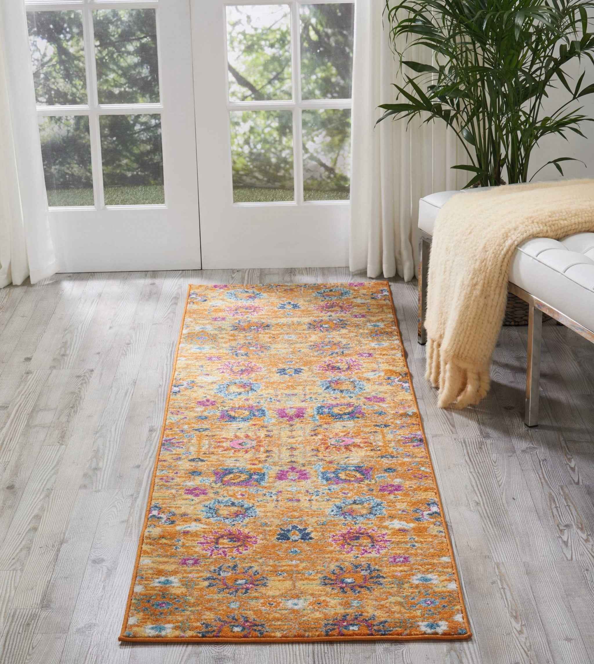 8' Sunset Floral Power Loom Runner Rug