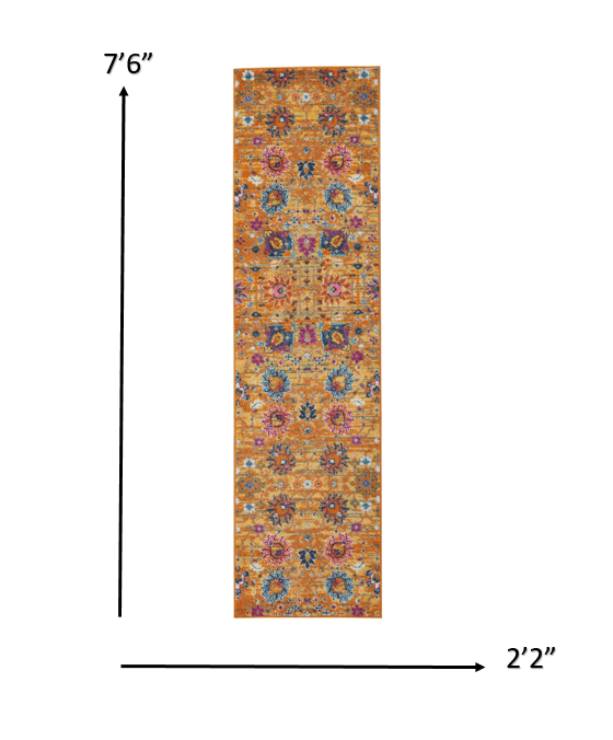 8' Sunset Floral Power Loom Runner Rug