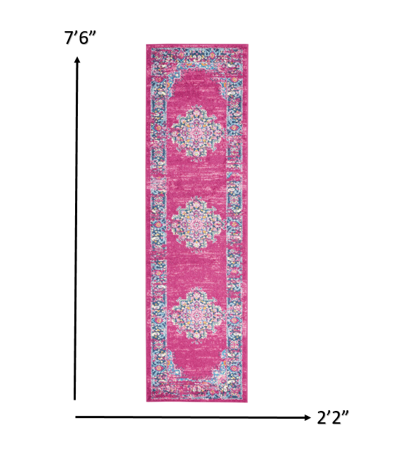 8' Fuchsia Power Loom Runner Rug
