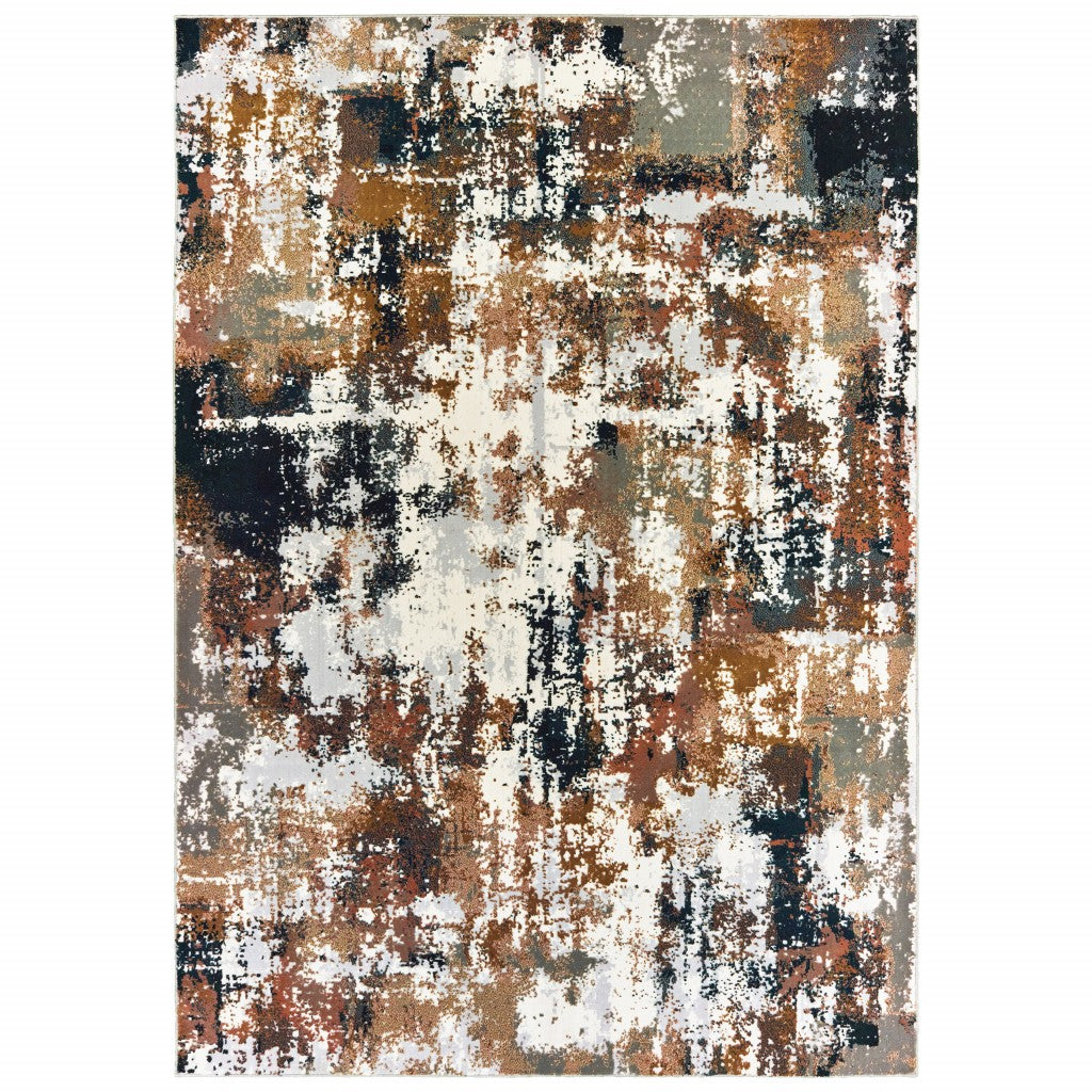 5' X 8' Ivory And Gray Abstract Area Rug - Home Decor