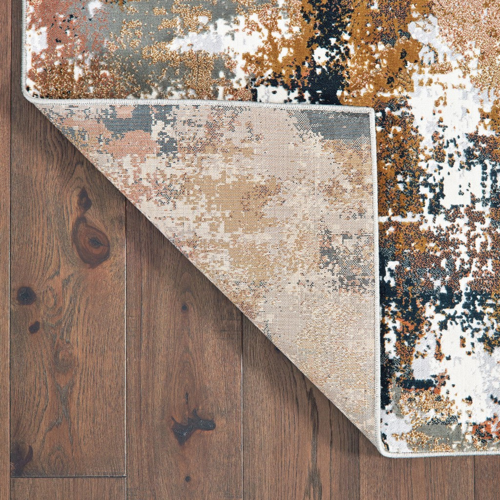 5' X 8' Ivory And Gray Abstract Area Rug - Home Decor