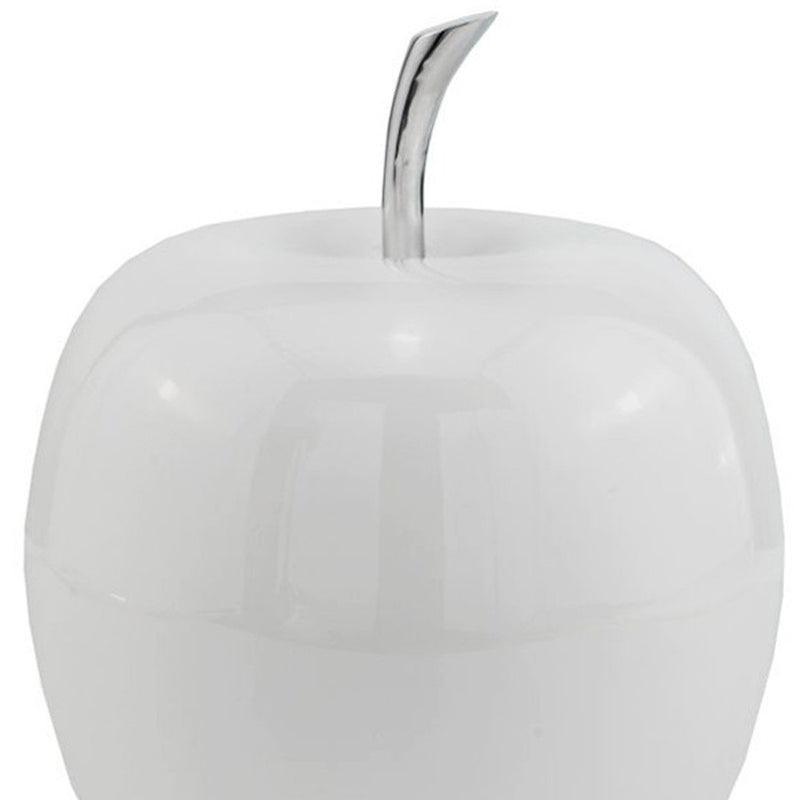 8" White Aluminum Decorative Apple Tabletop Sculpture - Home & Garden
