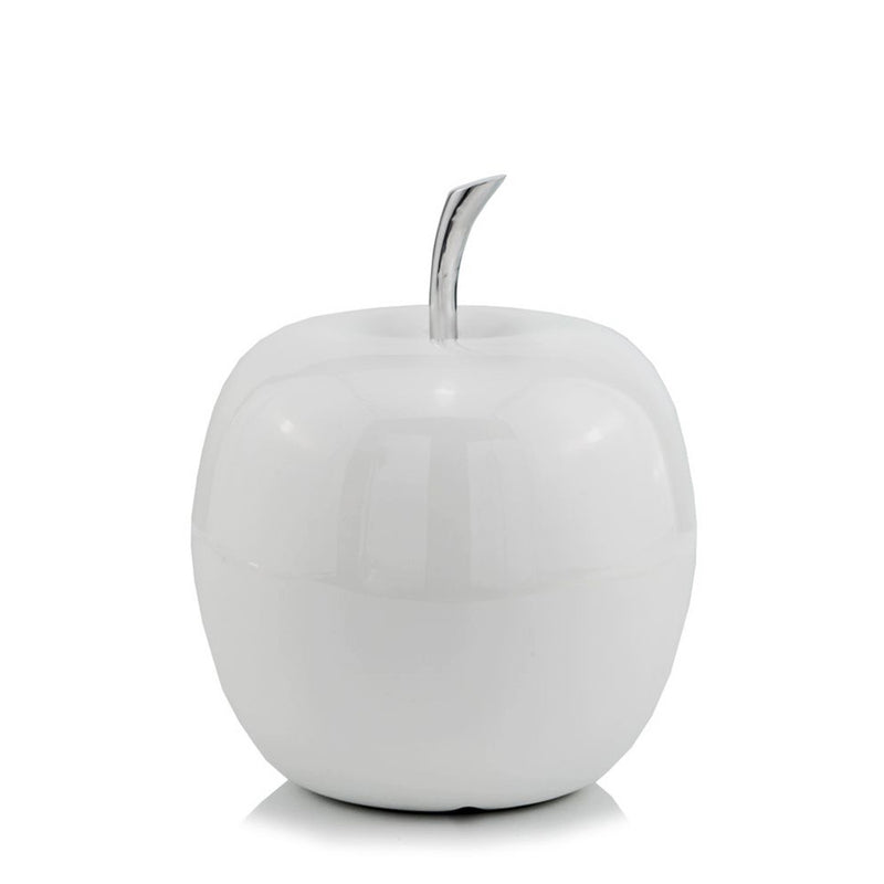 8" White Aluminum Decorative Apple Tabletop Sculpture - Home & Garden