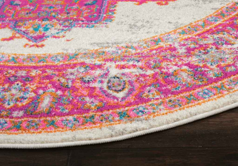5' Fuchsia Round Power Loom Area Rug