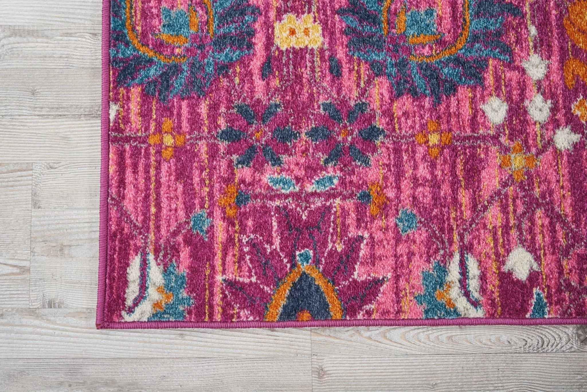 8' X 10' Fuchsia Floral Power Loom Area Rug