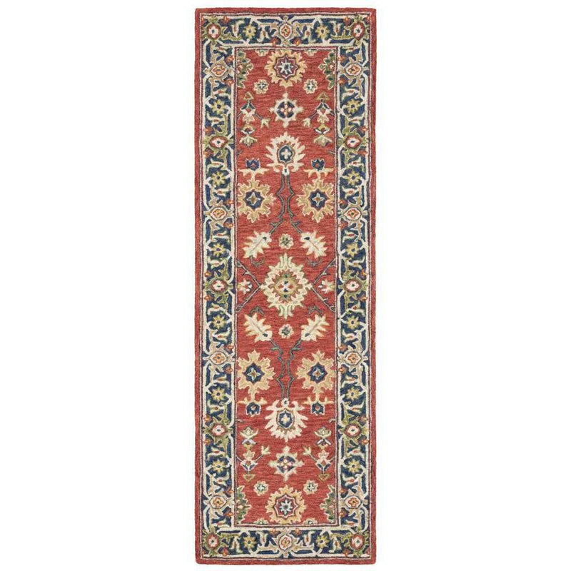 3'X8' Red And Blue Bohemian Area  Rug