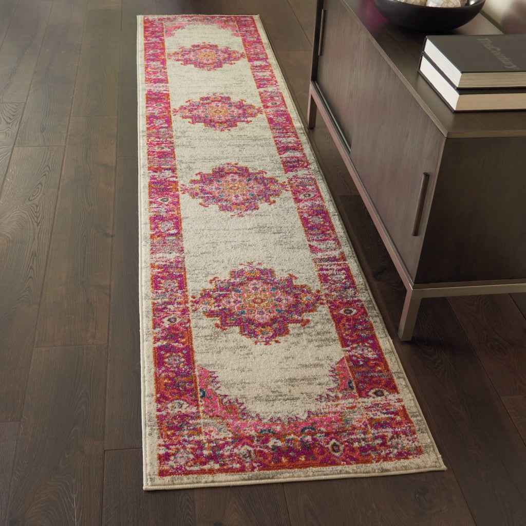 10' Fuchsia Power Loom Runner Rug