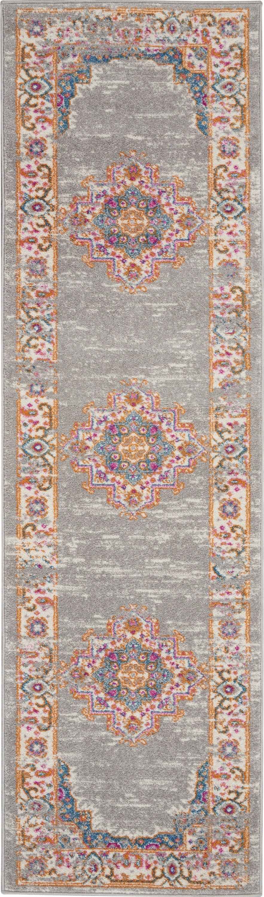 8' Gray Power Loom Runner Rug