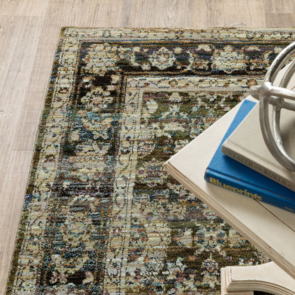 4' X 6' Green And Brown Floral Area Rug - Home & Garden