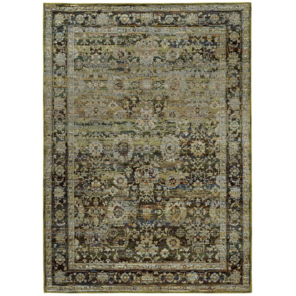 4' X 6' Green And Brown Floral Area Rug - Home & Garden